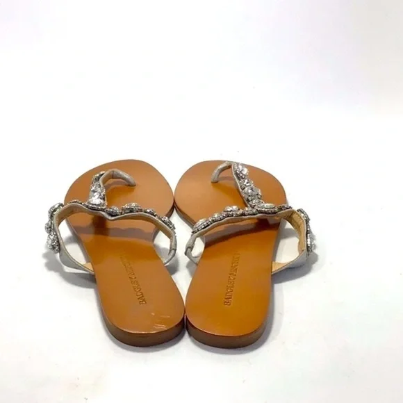 NWT Badgley Mischka Silver Crystal Jeweled Flat Sandals Size 8M - Picture 4 of 13
